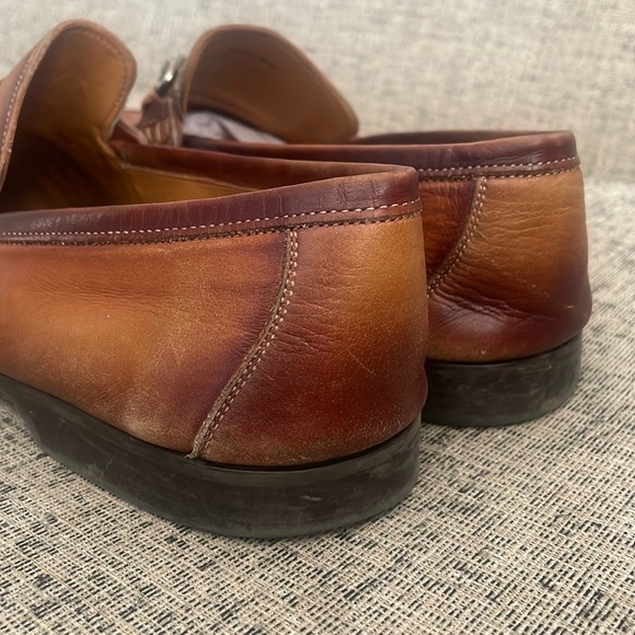 Magnanni Men's Silvano Apron Toe Bit Loafers Tan Leather Loafers Size 12 - Picture 12 of 17